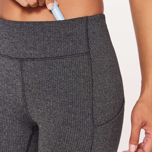 Lululemon Power Luxtreme Varigated Knit Black Heathered Black Speed Up Tight - Picture 3 of 12